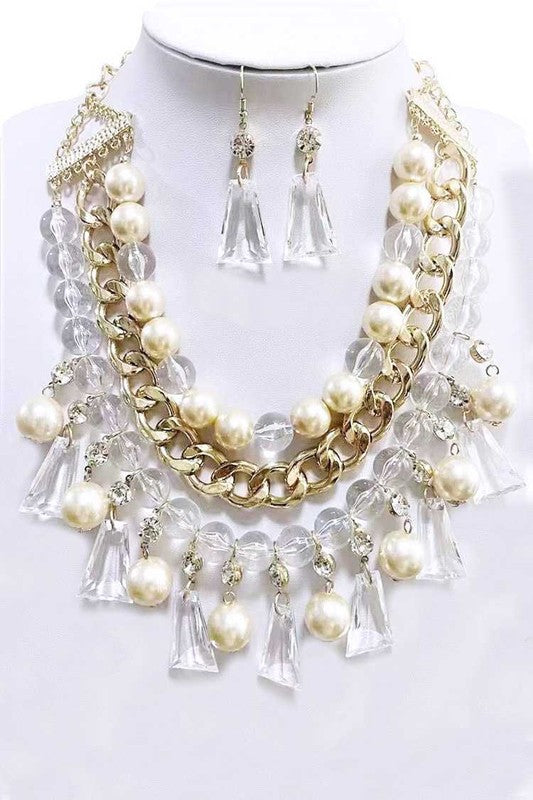 Mix Acrylic Beads Statement Necklace Set