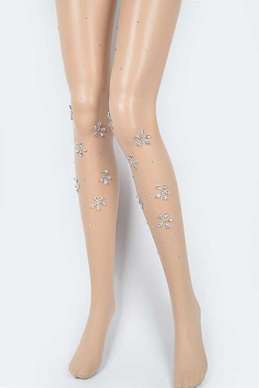 Crystal Flower Pave Sheer Stocking