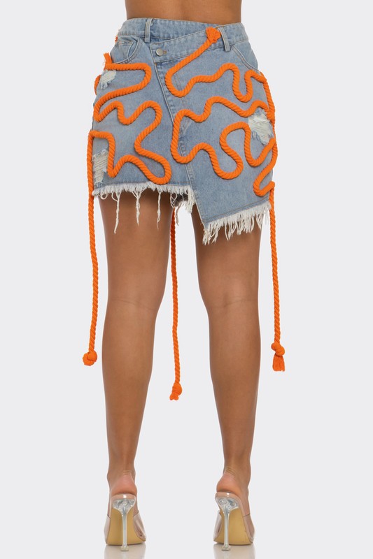 Tangerine Trace Denim Skirt