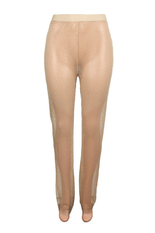 Rhinestone Mesh Pants